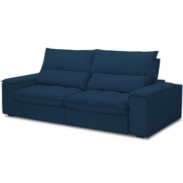 Imagem de Sofá Retrátil Reclinável Para Sala De Estar Living 230cm Nápoles F04 Veludo Azul - Lyam Decor