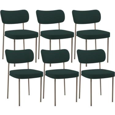 Imagem de Kit 06 Cadeiras Estofadas Para Sala De Jantar Melina Base Arena L02 Bouclê Verde - Lyam Decor