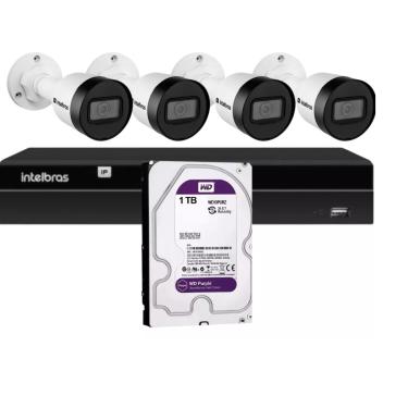 Imagem de Kit Cftv 4 Cameras Vipc 1230b Intelbras Gravador Nvd 1404 Hd 2tb