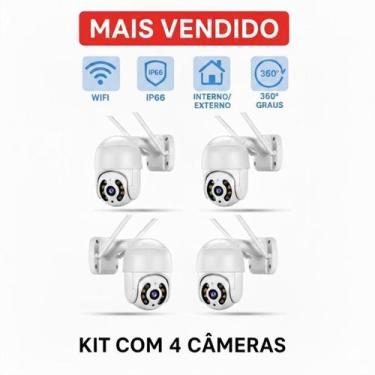Imagem de Kit 4 Câmeras de Segurança Wi-Fi  Externa HD IP Prova D'Água  Acesso R