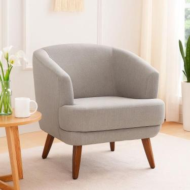 Imagem de Poltrona Dekorien Tamara Linho Decoração Linha Alta, Mescla Cinza Clar