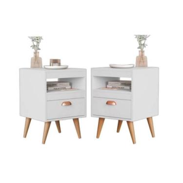 Imagem de Kit 2 Mesa de Cabeceira Nicho Quarto Casal Decoração Retro Luxo Divers