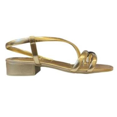 Imagem de Sandália Anacapri Salto Bloco Assimétrica Dourado-Feminino