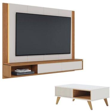 Imagem de Home Suspenso Loa Com Mesa De Centro Jeri Off White Freijó - Colibri