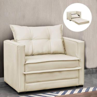 Imagem de Poltrona Cama Retrátil Solteiro Milenni Veludo Bege B03 - D`rossi