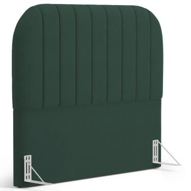 Imagem de Cabeceira Cama Box Queen Estofada Orgânica 160cm Alice W01 Suede Verde Musgo - Lyam Decor