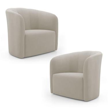 Imagem de Kit 02 Poltronas Decorativas Abby Veludo Bege - Abmaza