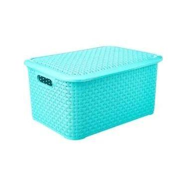 Imagem de Caixa Organizadora Rattan Color Premium 70 Litros. - Plastsu, tifany