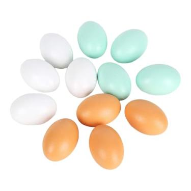 Imagem de Colaxi 12 Ovos de Madeira Pintáveis ​​(Sem Acabamento), Ovos de Madeira Artificiais para Crianças Brincarem de Cozinha, Brinquedos de Comida e Artesanato, Multicolorido