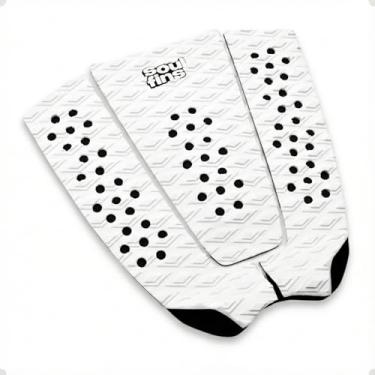 Imagem de Deck para Prancha de Surf Modelo Atleta - Tração Extrema com Kick 27mm - Antiderrapante 3 Peças Vazado - Design Dupla Cor (Branco)