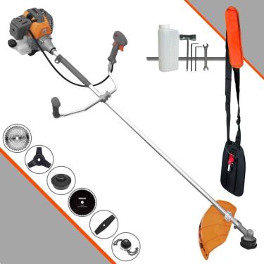 Imagem de Aparador de Grama Completo Tekna RL430-P À Gasolina 2T 43cc 10.000rpm 1,7HP de Potência Com Kit 4 Lâminas de Corte, Trimmer e Carretel de Nylon