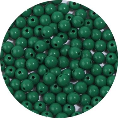Imagem de 200 peças 10 mm contas de acrílico lisas redondas para artesanato contas espaçadoras com orifício para pulseira faça você mesmo, colar, brincos, chaveiro, joias, suprimentos artesanais, verde escuro