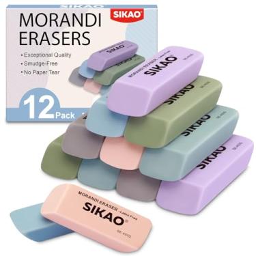 Imagem de Sikao Borrachas Morandi pacote com 12 borrachas para lápis para crianças, Morandi Bevel Eraser sem látex