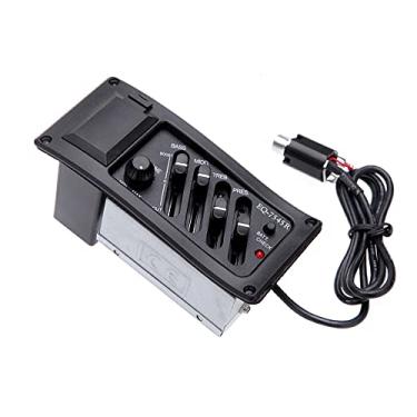 Imagem de EQ de 4 bandas Equalizer Piezo Pickup EQ-7545R Pré-Amp Pré-amplificador guitarra acústica Tuner com Controle frequência Grave Médio Agudo Volume Frase LED Verificação bateria