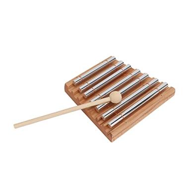 Imagem de SPYMINNPOO Beech Energy Chime 7 Tone Hand Chimes Instrumento de Percussão - Som Nítido para Treinamento Musical Infantil, Relaxamento e Rejuvenescimento, Cor Madeira + Prata