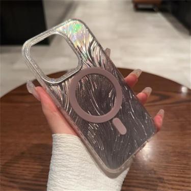 Imagem de Bling Glitter Gradiente Cor Magnética Carregamento Sem Fio para Capa para iPhone 16 15 14 13 12 Pro Max Plus Capa À Prova de Choque, Preto, Para iPhone 15 ProMax