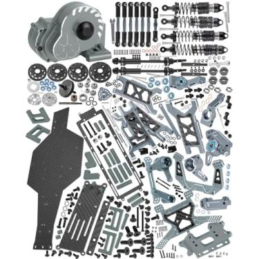 Imagem de hopsupRC Upgrades Parts for 1/10 Slash 2WD LCG,Carbon Skid Plate&Aluminum RC Shocks&Drive Shaft CVD&A Arms&Steering Block&272R Gearbox&Adjustable Links&Shock Tower&Front Bulkhead,Titanium