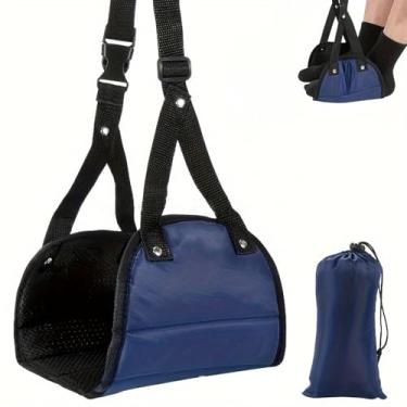 Imagem de Rede para pés de avião, descanso para os pés sem colapso para viagens de avião com alça de ajuste estendida, pés de mesa portáteis, rede, viagem