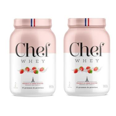 Imagem de Combo 2 Whey Zero Lactose 907g Morango com Chantilly Chef Whey
