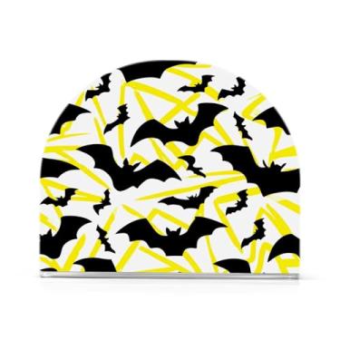 Imagem de JUZIHAI Suporte de guardanapo de morcegos pretos de Halloween para mesa dispensador de guardanapos em pé de acrílico suporte de lenços de mesa independente para cozinha sala de jantar bar festa