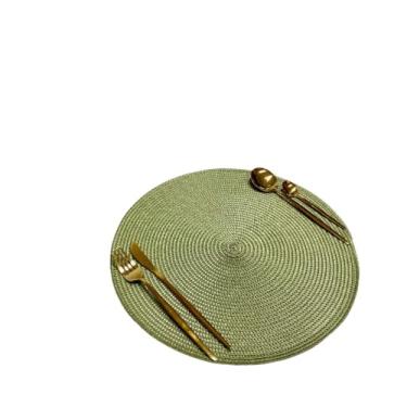 Imagem de Jogo Americano Redondo Kit com 6 Peças 38cm em PVC – Sousplat para Mesa Posta, Jantar e Decoração(Verde Oliva)