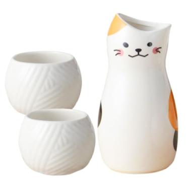 Imagem de ABOOFAN 1 conjunto de chaleiras de saquê de cerâmica com design de saquê e copos de vinho para restaurante doméstico e utensílios de porcelana em estilo japonês para
