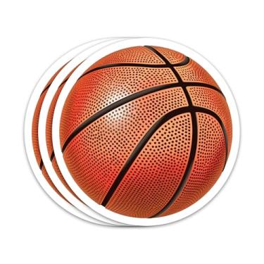 Imagem de Adesivo de basquete 3 peças adesivo de basquete esportivo legal bola esporte dia de jogo amantes de equipe adesivos de vinil à prova d'água para garrafa de água laptop diário decalques presentes para