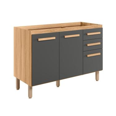 Imagem de Balcão 2 Portas (sem Tampo) 120cm Intenza Carvalho Nature-chumbo - Ssx Multicoisas