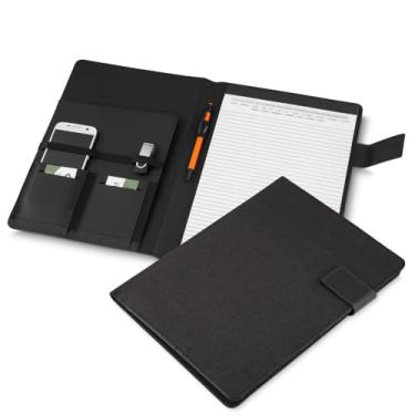 Imagem de Pasta Executiva com Bloco de Anotações A4, Suporte para Celular, Porta-Cartões e Fechadura Magnética – Capa em Material Sintético