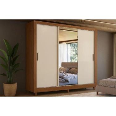 Imagem de Guarda Roupa Casal Itália 3 Portas de Correr c/ Espelho 2 Gavs Jequiti