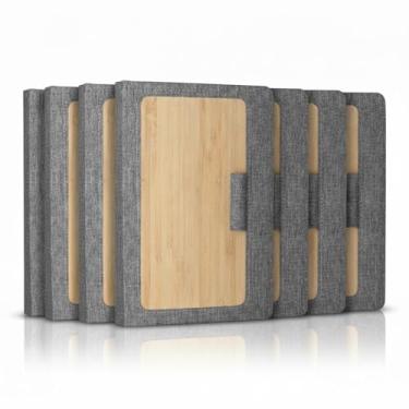 Imagem de Caderno Ecológico com Capa de Bambu, Material Reciclável, 80 Folhas Pautadas, Suporte para Caneta, 21,3x14,5cm (10, Cinza)