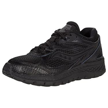 Imagem de Saucony Tênis de corrida infantil unissex Cohesion 14 com cadarço aos dedos, Preto/preto, 11 Wide Big Kid