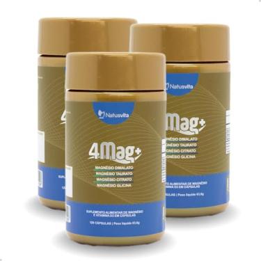 Imagem de Kit 360 cápsulas Magnésio Glicina + Dimalato + Citrato + Taurato + Vitamina D3 (Kit 3 und.)