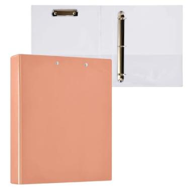 Imagem de Pasta de arquivo de fichário de salmão leve para fichário de anéis redondos para escola e escritório, pacote com 2