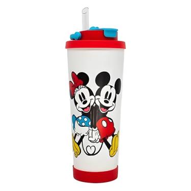 Imagem de Zonacriativa – Copo Spring 850ml Mickey e Minnie | Copo Térmico c/Parede Dupla em Inóx, Base Antiderrapante, Tampa Antivazamento, Canudo + Limpador | Ideal para Levar Bebida com Segurança