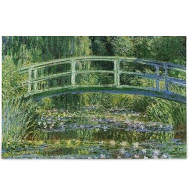 Imagem de Quebra-cabeça Monet Painting Water Nenúfares Ponte 500 peças para adultos pintura animal arte legal Prime quebra-cabeças personalizado jogo Tech Gifts, 52 cm x 37,8 cm