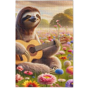 Imagem de Quebra-cabeça floral primavera preguiça fofa para adultos 1000 peças brinquedo engraçado arte paisagem quebra-cabeça personalizado amigos família jogos presentes, 75 cm x 50 cm