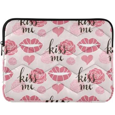 Imagem de Capa protetora divertida para notebook com beijo labial para dia dos namorados, capa protetora universal de 13 e 14 polegadas