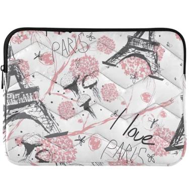 Imagem de Capa acolchoada para notebook Torre Eiffel Paris para MacBook Pro capa universal de 13 a 14 polegadas para laptop de 13 a 14 polegadas fofa
