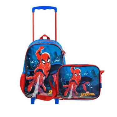 Imagem de Kit Mochila de Rodinha e Lancheira Térmica Infantil Masculina Homem Ar