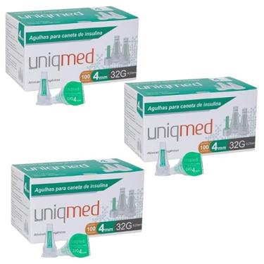 Imagem de Agulha Para Caneta De Insulina 4mm 32g C/100un Uniqmed | Kit com 3 Unidades