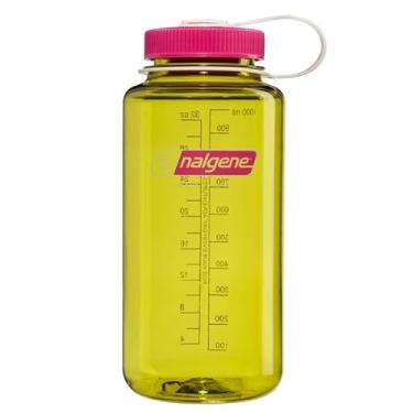 Imagem de Nalgene Garrafa de água Tritan livre de BPA à prova de vazamento - boca larga de 946 ml - Feita nos EUA para uso externo e hidratação diária - Emoção e movimento (endívia com fúcsia)