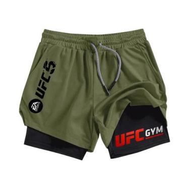 Imagem de Shorts Esportivos Masculinos 2 Em 1 De Secagem Rápida Para Academia E 