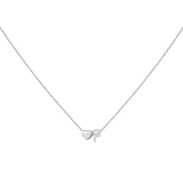 Imagem de brenstof Colar feminino com inicial de coração dos EUA - Colar com pingente de letra A banhado a ouro 18K delicados colares de coração minúsculos colares de inicial para presentes de aniversário para