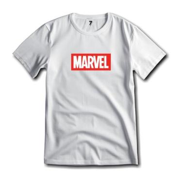 Imagem de Camiseta Logo Marvel Malha Fria Antipilling, G, Branco