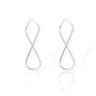 Imagem de Brinco Feminino Argola Infinito Delicado Prata Legitima - La&Ny Pratas