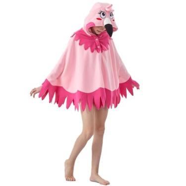 Imagem de MORNINGFLY Fantasia de flamingo unissex flamingo cosplay com capuz fantasia de Natal capa de festa
