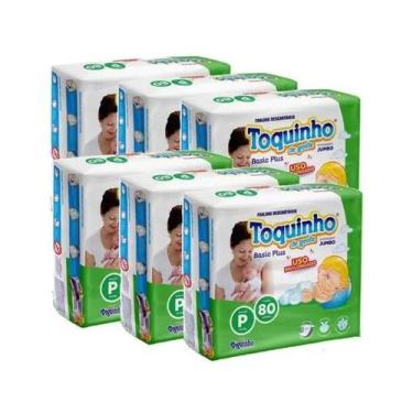 Imagem de Fralda Toquinho de Gente Basic Plus 6 Pacotes Tamanho P - 80 Unidades