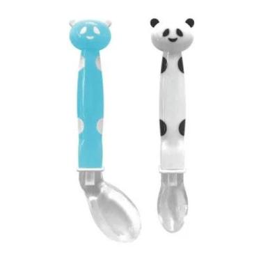 Imagem de Colher Baby Panda Kit 02 Em Silicone Azul - Buba