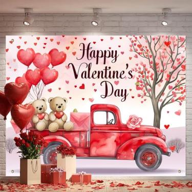 Imagem de BlissYard Foto de fundo de dia dos namorados, faixa de amor, 20 x 1,8 m, vermelho, urso, coração, fotografia, para casamento, noivado, aniversário, festa, decoração interna